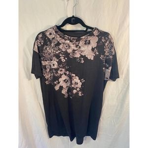 Allsaints Luxury Black Mens Floral T-Shirt XS-S